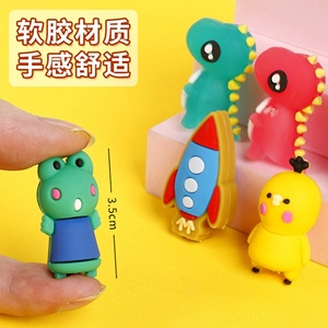 En gros, embouts de crayon en PVC souple, protecteurs, fantaisie, style dessin animé, motif lapin mignon, en forme de chapeau de paille - Product Image 3