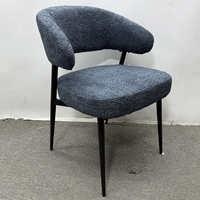 Vente d'usine - Chaise d'appoint bleu marine en bouclette, dossier incurvé contemporain, chaise de salle à manger confortable et rembourrée pour restaurant
