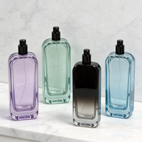 Flacon pulvérisateur en verre dégradé de luxe avec logo personnalisé pour parfum, cosmétique, sérum, mascara, forme rectangulaire, couleurs personnalisées