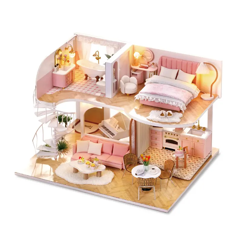 Tự làm thu nhỏ nhà handmade lắp ráp Dollhouse thu nhỏ câu đố bằng gỗ thu nhỏ cho Dollhouse Quà Tặng