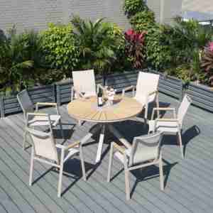 Mesa de Comedor Redonda de Aluminio Resistente a la Intemperie para Exteriores, con Capacidad para 4-8 Personas, para Jardín, Patio, Piscina y Hotel - Product Image 4