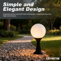 Lampe LED sphérique décorative de colonne de jardin moderne IP44 405 mm E27, à piles, télécommande, intensité variable, pour l'extérieur, entrée, portail, poteau, pilier