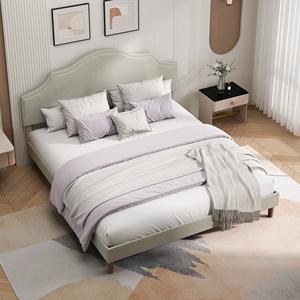 <span class=keywords><strong>Lit</strong></span> plateforme Willsoon moderne en tissu capitonné doux avec tête <span class=keywords><strong>de</strong></span> <span class=keywords><strong>lit</strong></span> festonnée, support en <span class=keywords><strong>lattes</strong></span> <span class=keywords><strong>de</strong></span> <span class=keywords><strong>bois</strong></span> et pieds élégants pour chambre à coucher - Product Image 1