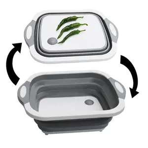 Wholesale cheap multifunctional kitchen tool basin foldable folding chopping block cutting board