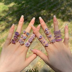 Anillos de Plata de Ley para Mujer, Anillos de Compromiso, Promesa, Eternidad, Chapados en Rodio, Especialmente Diseñados en Color Rosa Venom, Marca Dylam - Product Image 4