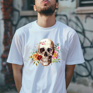 Hongcai crâne et fleurs motif mort peinture <span class=keywords><strong>papier</strong></span> de transfert de vêtement à repasser et film autocollant Palstisol pour l'impression - Product Image 4