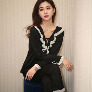 WanBao Pyjama à manches longues grande taille femmes pyjama modal pour femmes pyjama de détente - Product Image 4