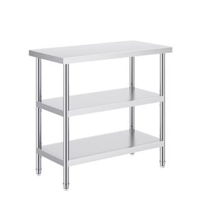 Stainless Steel Workbench with 2 Shelves Polished Finish Commercial <b>Kitchen</b> Storage <b>Prep</b> <b>Table</b> - Product Image 1