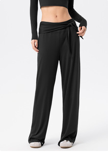 Pantalon de yoga ample taille haute extensible pour femme, avec ceinture à nouer, idéal pour le Pilates, l'entraînement et les loisirs - Product Image 5