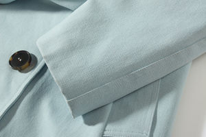 <span class=keywords><strong>Trench</strong></span> blu personalizzabile di alta qualità per le signore più dimensioni con la decorazione del bottone e la cintura della cintura per l'autunno - Product Image 3