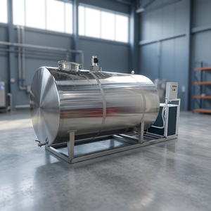 Cuve de Refroidissement et de Stockage de Lait en Acier Inoxydable de Qualité Alimentaire Industrielle avec Agitateur Sanitaire et Enveloppe Chauffante, Réservoir Horizontal pour Produits Laitiers et Liquides en Vrac - Product Image 4