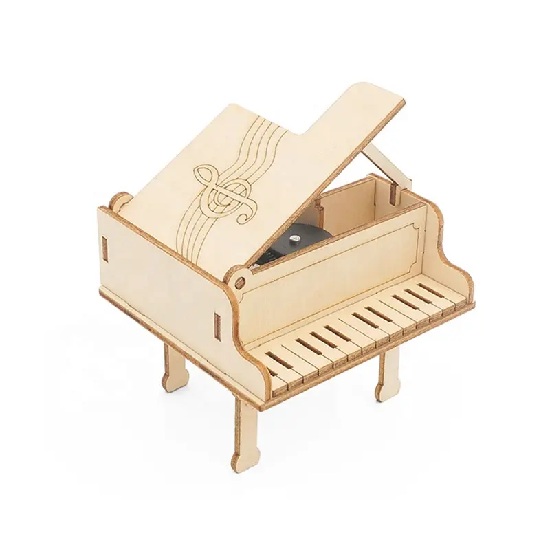 Simplesmente projeto ciência diy caixa de música de piano de madeira brinquedo educação TRONCO