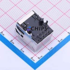 X01AB083DB1AD Ethernet Connector (RJ45 RJ11) Bent Lead Through Hole Connector RJ45 Jack Right Angle Insert 1 With LED - Product Image 2