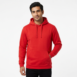 Sudaderas con Capucha Rojas de Invierno, Elegantes y Cómodas, con Estampado Digital, Diseño de Media Cremallera en Poliéster/Algodón Velour, para Uso Casual, Deportivo y Diario - Product Image 1