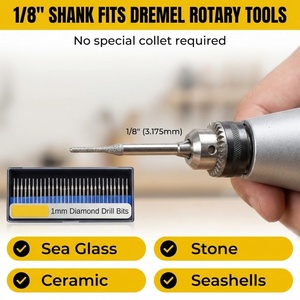 Jeu de 30 forets diamantés de 1 mm JDK, tige de 1/8 pouce, compatibles <span class=keywords><strong>avec</strong></span> les outils rotatifs <span class=keywords><strong>Dremel</strong></span>, forets diamantés pour la fabrication, le <span class=keywords><strong>verre</strong></span>, la céramique - Product Image 3