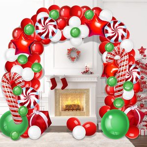 Globos Navideños Verde Oscuro, Rojo y Blanco, Caja de Regalo Navideña, Globo Redondo de Caramelo, Globos de Estrella Metalizados, Artículos Navideños, Fiesta de Navidad - Product Image 6