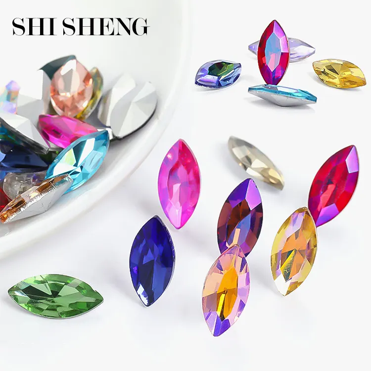 Shi Sheng 100Pcs Vonken Navette Paard Ogen Crystal Strass Edelstenen Ambachten Kralen Voor Sieraden Diy Kledingstuk Nail Art Accessoires