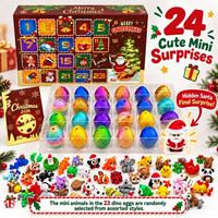 24 Pièces Calendrier de l'Avent de Noël, Ensemble de Jouets Squishy Mignons et Doux à Presser en Forme de Dumpling, Boîte Mystère Surprise de Fêtes