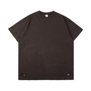 T-shirt en batik de style américain old school pour hommes, 300g, lavage lourd, tricoté, ample, manches courtes, t-shirt d'Halloween - Product Image 4