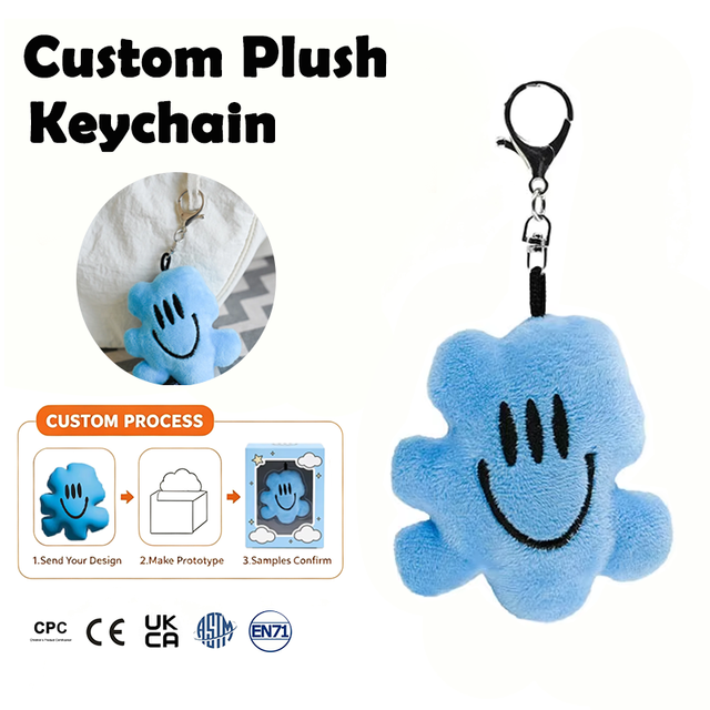 Custom Plush Keychain Manufacturer Cute Soft Toys OEM Stuffed Cloud Shape Make Your Design Bag Charm Pendant for Decor Low MOQ