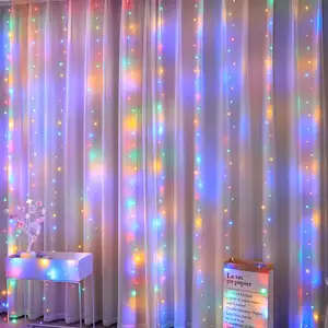 3*3M 300LED kawat tembaga garland peri lampu tali natal dalam ruangan dekorasi pesta Remote control lampu tirai