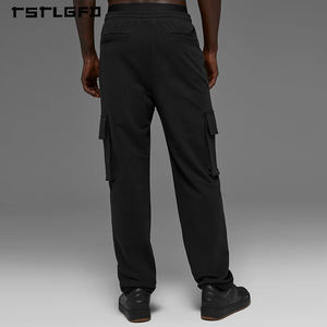 กางเกงวอร์มคาร์โก้ผู้ชายแบบสั่งทำพิเศษ ผ้าผสมเส้นใยแบบวงปิด กระเป๋าข้างแบบมีฝาปิด ขอบเอวยางยืด เอวสองชั้น สไตล์สตรีทแวร์ - Product Image 2