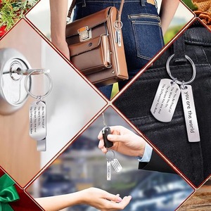 OEM personalizable llavero de acero inoxidable espacios en blanco 30 piezas láser grabado llaveros pedido al por mayor para promociones de marca - Product Image 4