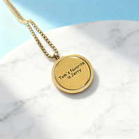Collier avec pendentif personnalisé en acier inoxydable 316L, texte personnalisé, logo gravable, disque or, noir, argent, chaîne, bijoux OEM