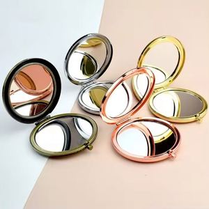Custom Logo Metal Silver Pocket Base Cosmetic Makeup Double-Sided Folding <b>Small</b> Compact <b>Mirror</b> Diy Gift - Product Image 4