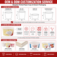 Gobelet à dessert en papier avec couvercle en dôme pour la vente en gros, idéal pour les glaces, yaourts, soupes, emballages de restauration, gobelets jetables imprimés à emporter, personnalisables