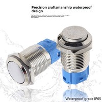 Interruptor Metálico HXSchip de 12MM/16MM, Impermeable, Resistente a la Oxidación, Momentáneo, Autoblocante/Sin Bloqueo, Auto-Reiniciable, Normalmente Abierto, Plateado