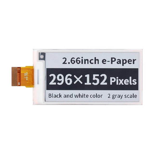 2.66inch E-Paper E-Ink Raw Display, 296x152 Pixels, Black / White Dual-Color, SPI Interface, Without PCB.......