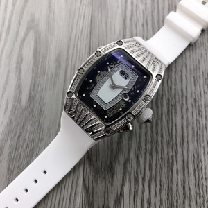 Reloj de lujo para mujer, reloj de pulsera mecánico con diamantes, caja de acero inoxidable, fecha <span class=keywords><strong>grande</strong></span>, correa blanca superluminosa, reloj con diamantes - Product Image 2