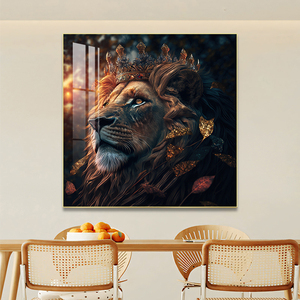 Décoration murale moderne pour salon, fond de canapé <span class=keywords><strong>TV</strong></span>, animaux, vente en gros, peinture personnalisée en porcelaine cristalline, lion, fresques LED pour chambre à coucher - Product Image 5