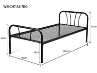 Cadre de lit en métal robuste avec support en maille, design à tubes ronds avec tête et pied de lit, lit plateforme durable