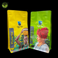 Échantillon gratuit emballage de grains de café sac en plastique en papier d'aluminium Doy Pack Stand Up pochette à fermeture éclair pour sac d'emballage de café