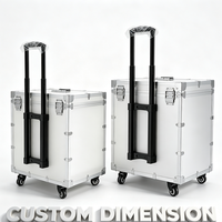 Valise de transport en aluminium argenté avec 4 roues pivotantes, 2 roues à frein et poignée télescopique, valise à roulettes pour équipement