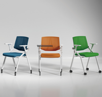 Chaises de bureau exécutives modernes confortables avec roulettes et tablette d'écriture, chaise pliable en maille pour négociations, réunions et formations