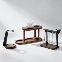 Support de rangement en bois pour café avec ensemble de préparation pour café filtre en verre, bocaux hermétiques pour grains de café