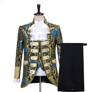 Nouveau <span class=keywords><strong>costume</strong></span> pour <span class=keywords><strong>homme</strong></span> en trois <span class=keywords><strong>pièces</strong></span>, style européen <span class=keywords><strong>vintage</strong></span>, Renaissance, antique, imprimé floral, <span class=keywords><strong>costume</strong></span> de scène Prince Charmant pour <span class=keywords><strong>homme</strong></span> - Product Image 1