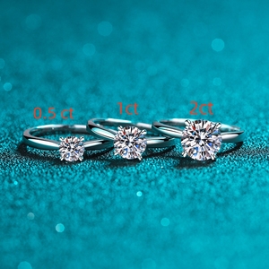 Bijoux de souhaits Nouvelle mode de fiançailles <span class=keywords><strong>Eternity</strong></span> 50Cents 1Carat 2Carats Vvs D Moissanite Diamond S925 Bague en argent sterling - Product Image 2