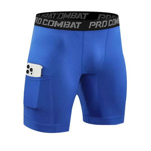 Ropa deportiva para hombre, mallas deportivas de secado rápido para correr, pantalones cortos de gimnasio, mallas cortas de compresión sólidas para hombre con bolsillo - Product Image 3