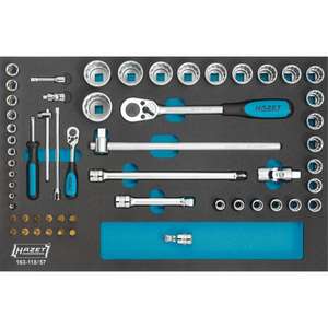 HAZET - 163-118/57 Set with ratchet, sockets and <b>accessories</b> 1/2 ''and 1/4'' (57 pcs.) - EAN 4000896153497 <b>OTHER</b> TOOL SETS - Product Image 1