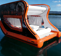 Bateau flottant gonflable portable et léger en PVC, bateau-maison gonflable avec moteur électrique pour fête aquatique, taille personnalisée