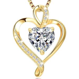 Collar con Colgante <span class=keywords><strong>de</strong></span> Corazón Estilo Coreano, Chapado en Oro <span class=keywords><strong>de</strong></span> 18K, Cadena <span class=keywords><strong>de</strong></span> Caja, Joyería para Uso Diario, Exquisita Joyería <span class=keywords><strong>de</strong></span> Plata para Mujer - Product Image 1
