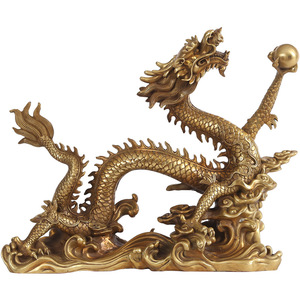 Dragon en laiton avec ornement en perle, décoration de bureau Feng Shui pour la maison, cadeau - Product Image 4