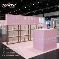 Présentoirs cosmétiques portables en aluminium rose personnalisés pour expositions, vitrine de maquillage, étagères de vente au détail, comptoir de salon professionnel