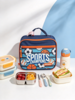 Boîte à lunch isotherme portable pour enfants en tissu Oxford, style sport tendance, écologique et réutilisable, idéale pour les pique-niques