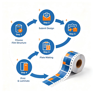 Film d'emballage laminé en BOPP de qualité alimentaire imprimé sur mesure, film transparent brillant pour l'emballage de bonbons, biscuits et en-cas - Product Image 3