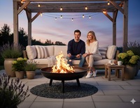 Brasero d'extérieur, foyer moderne en acier pour patio, terrasse et jardin, idéal pour le chauffage et la décoration
